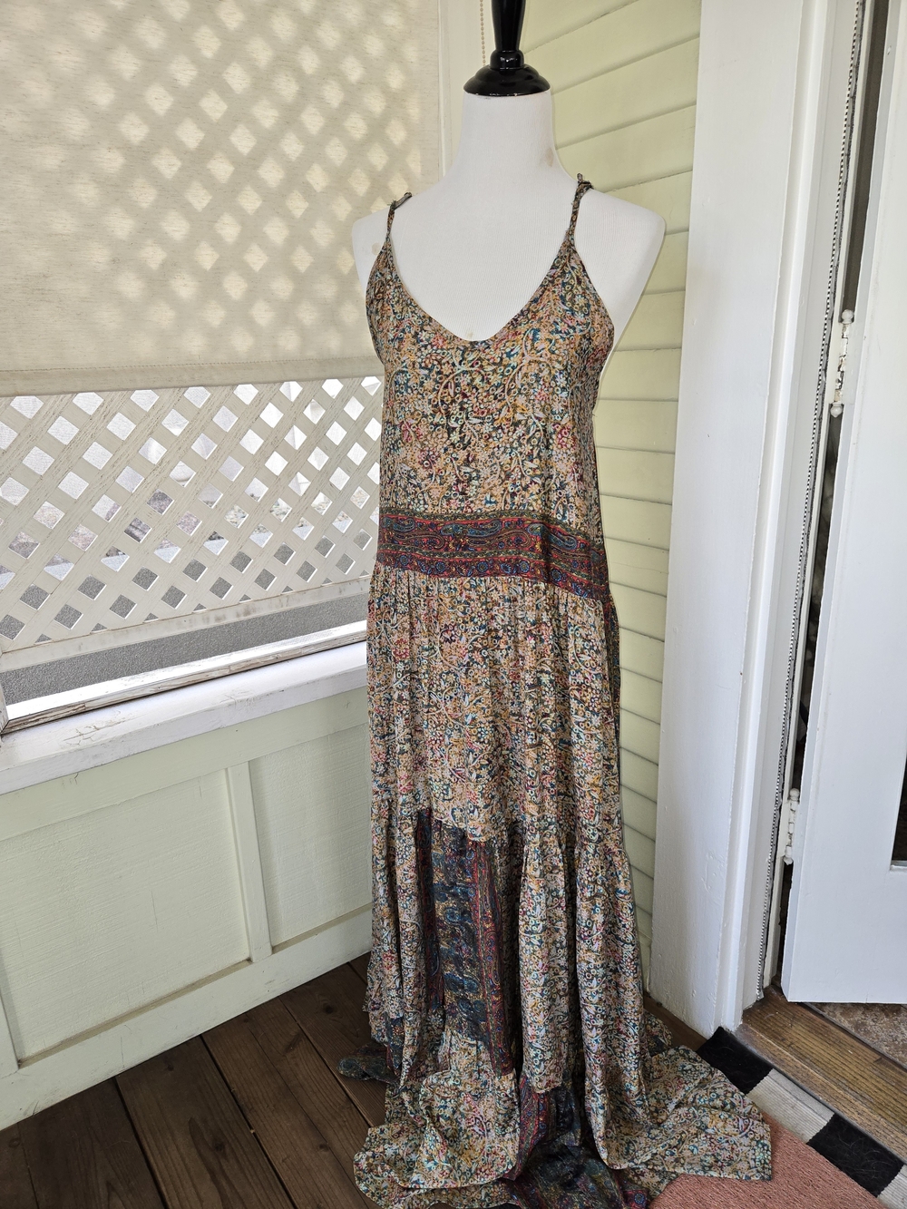 Paisley Print Maxi Slip Dress in Multicolor